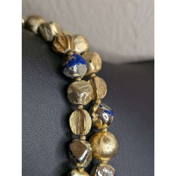 VTG Signed Hattie Carnegie Two Strand Goldtone & Silver Tone Beaded 19" Necklace - Picture 11 of 15